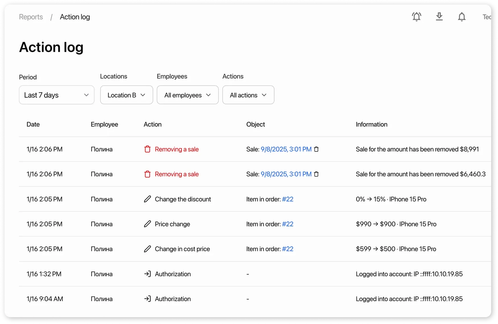 Employee Activity Log