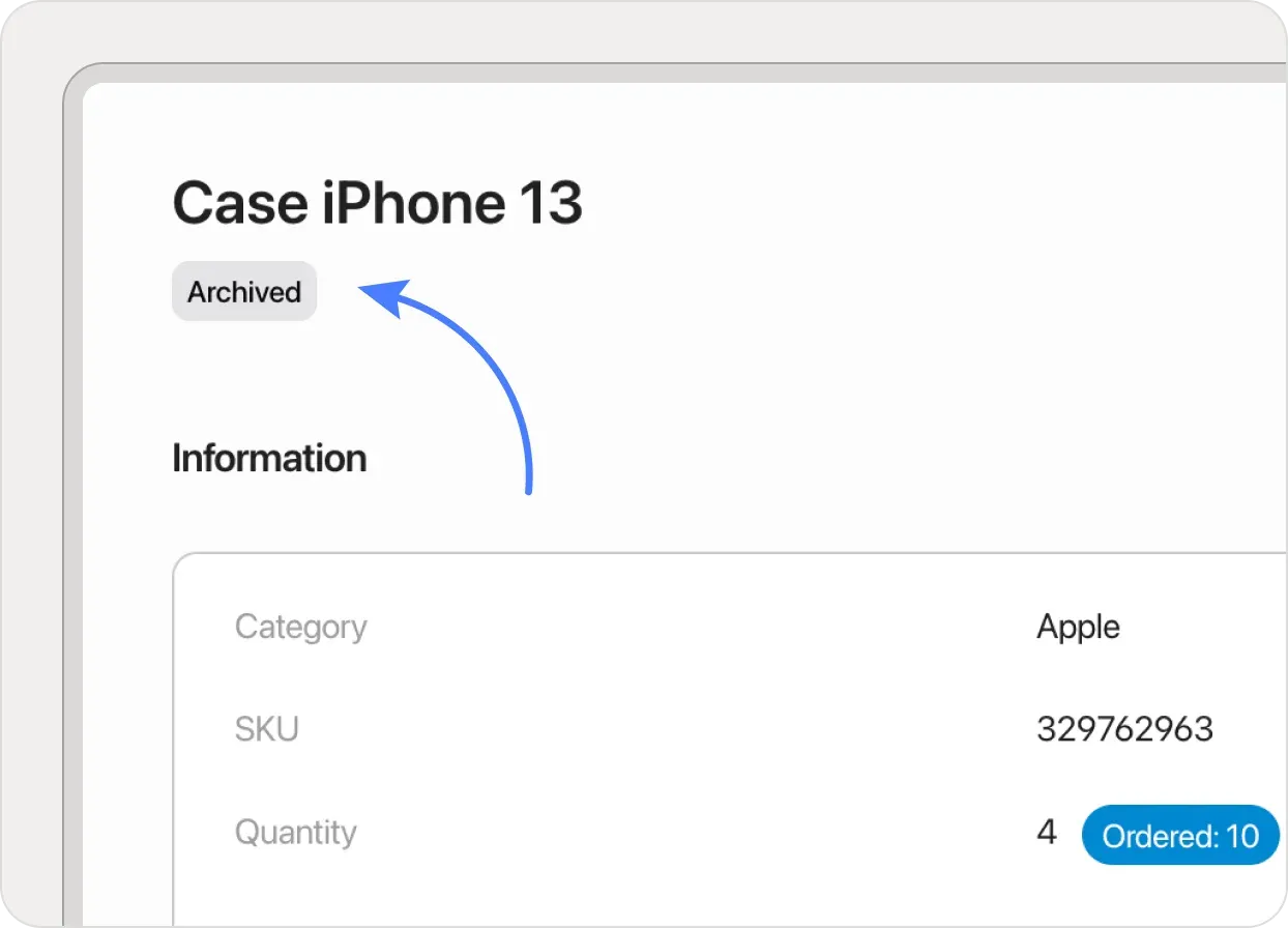 Archived product display