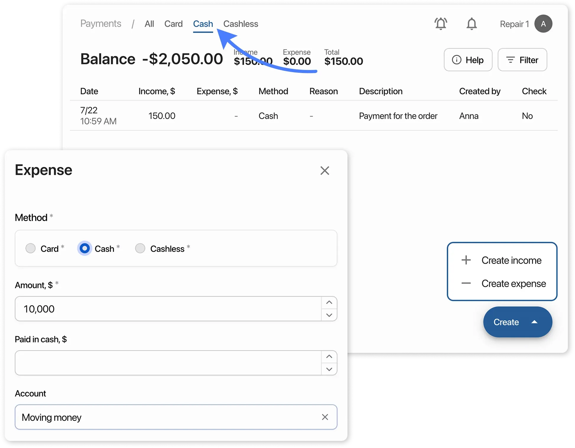 Create expense