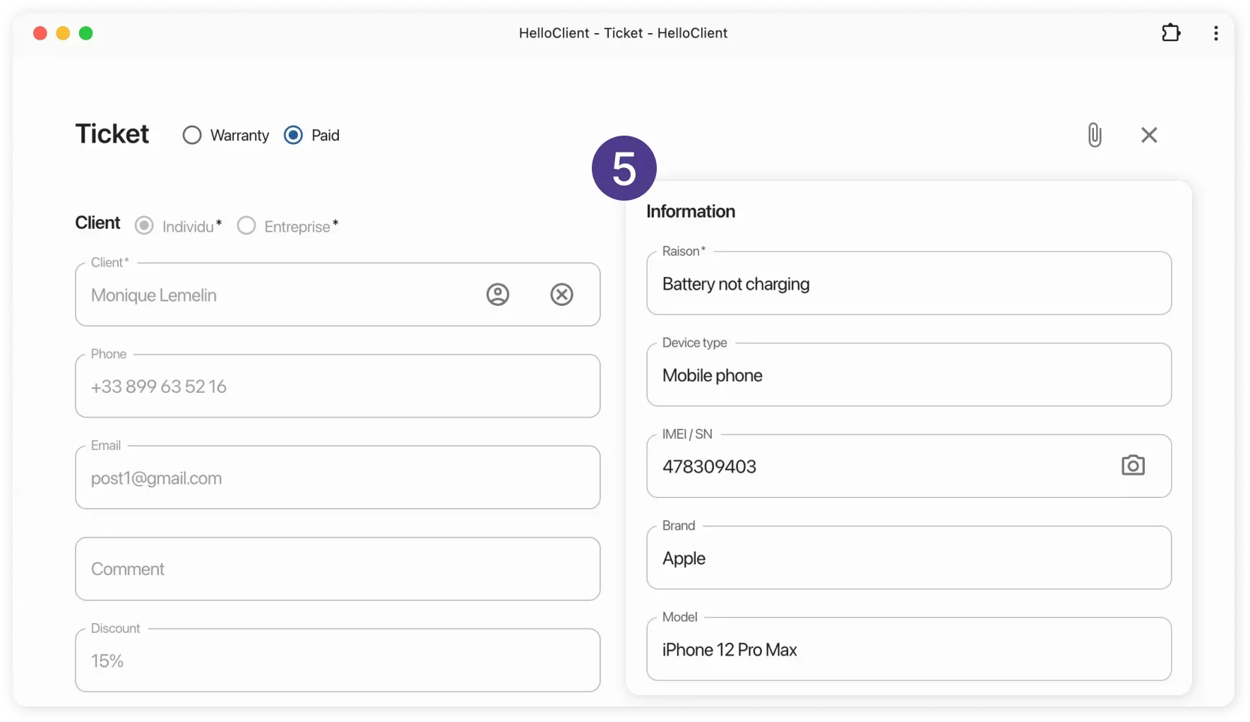 Filling device information