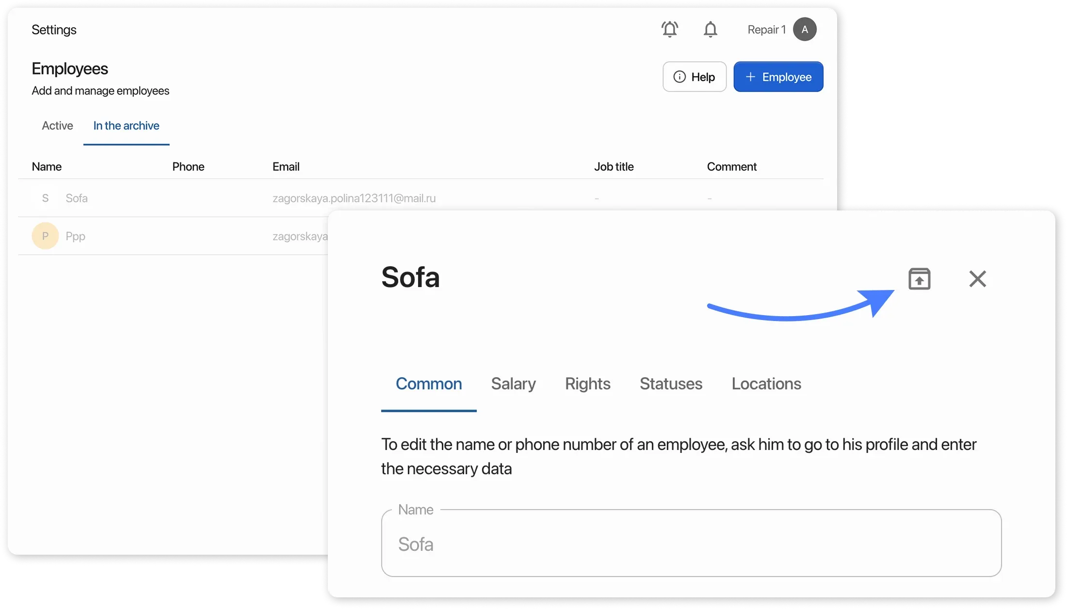 Icon Restore employee