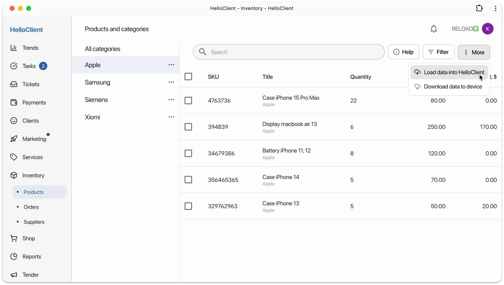 File upload to HelloClient