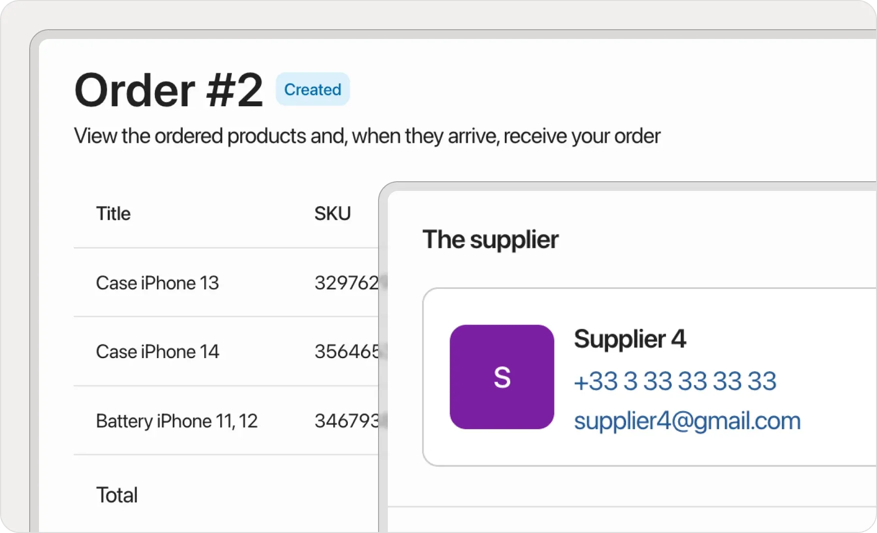 Supplier orders