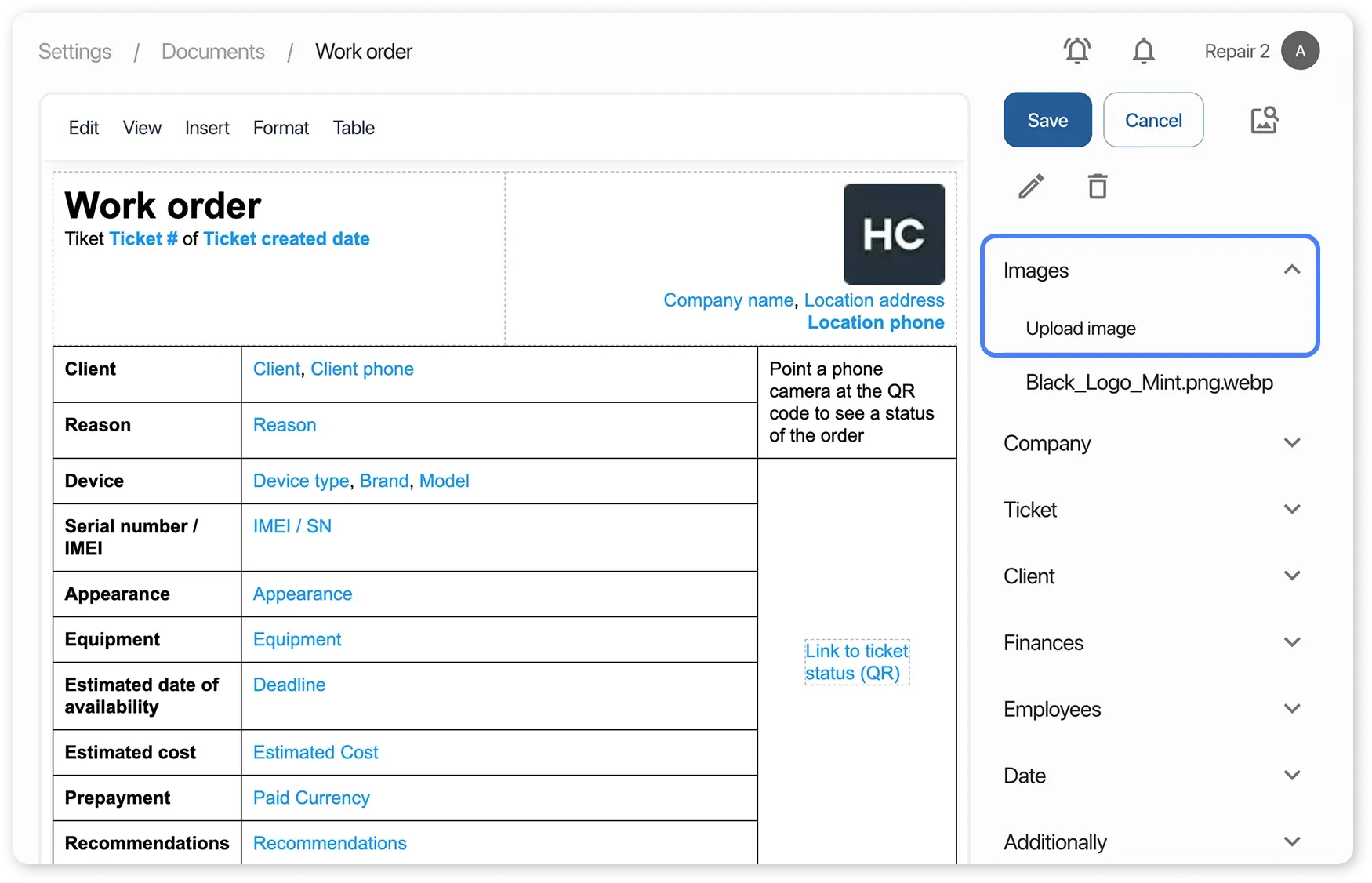 Document editor in HelloClient