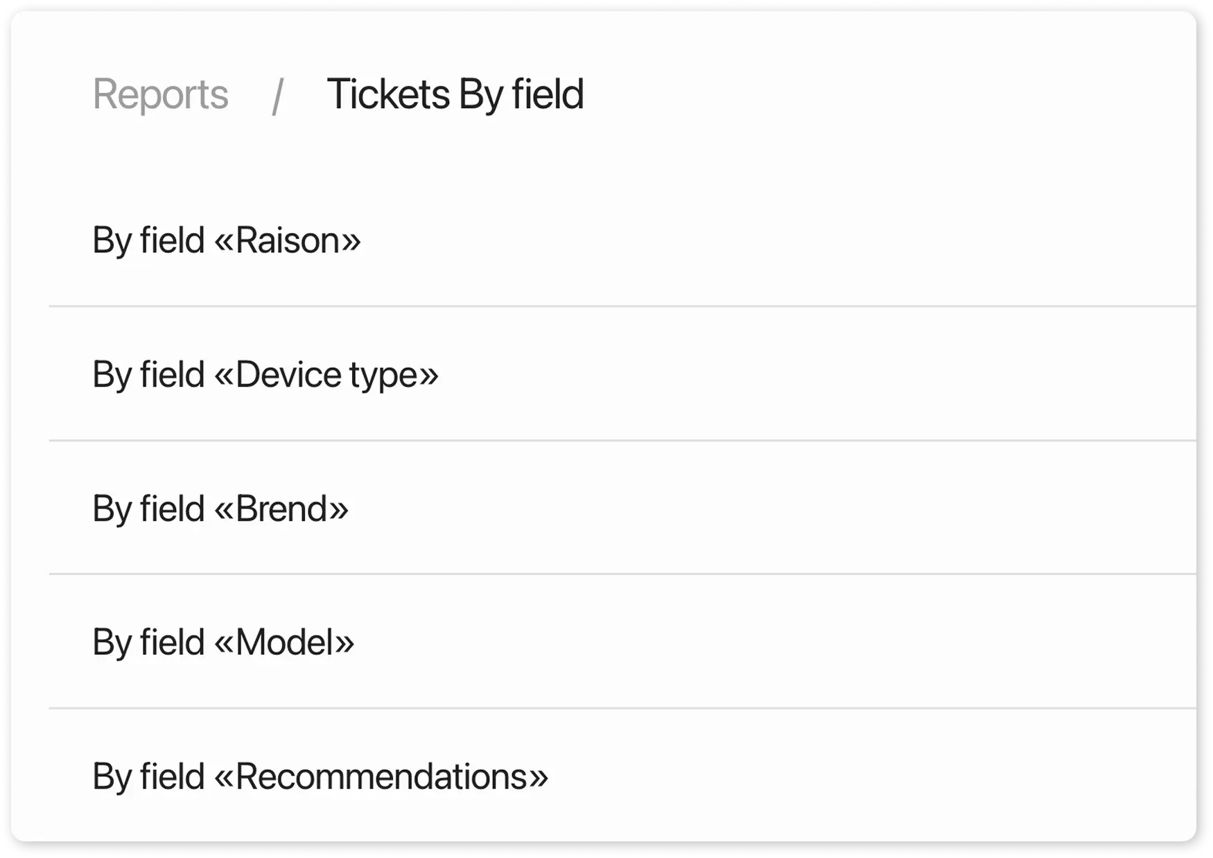 Orders by Field report in HelloClient