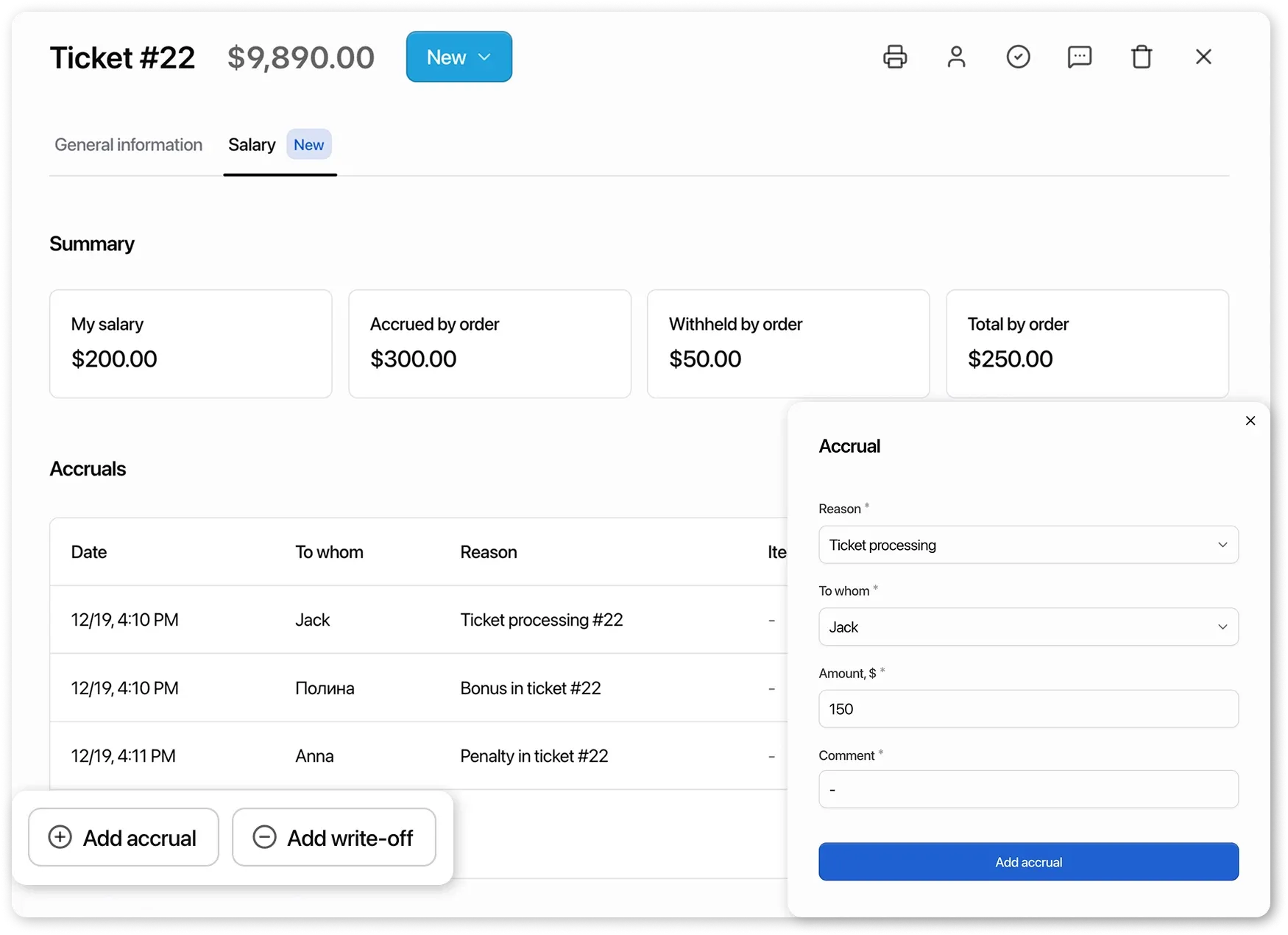 Creating a manual accrual