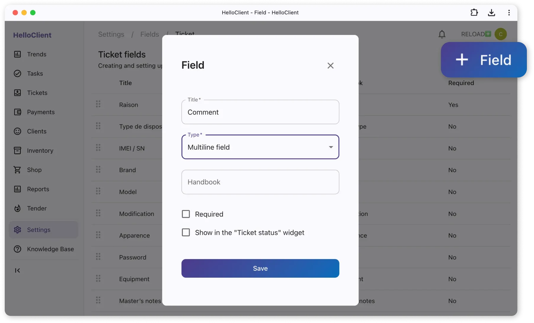 Ticket Fields