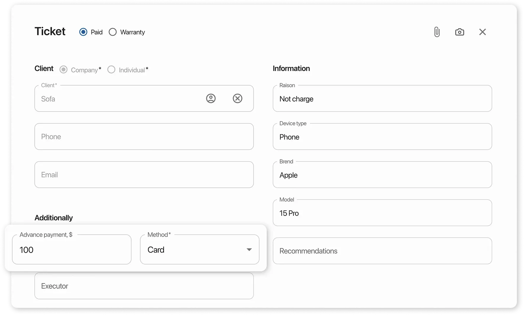 Prepayment when placing an order
