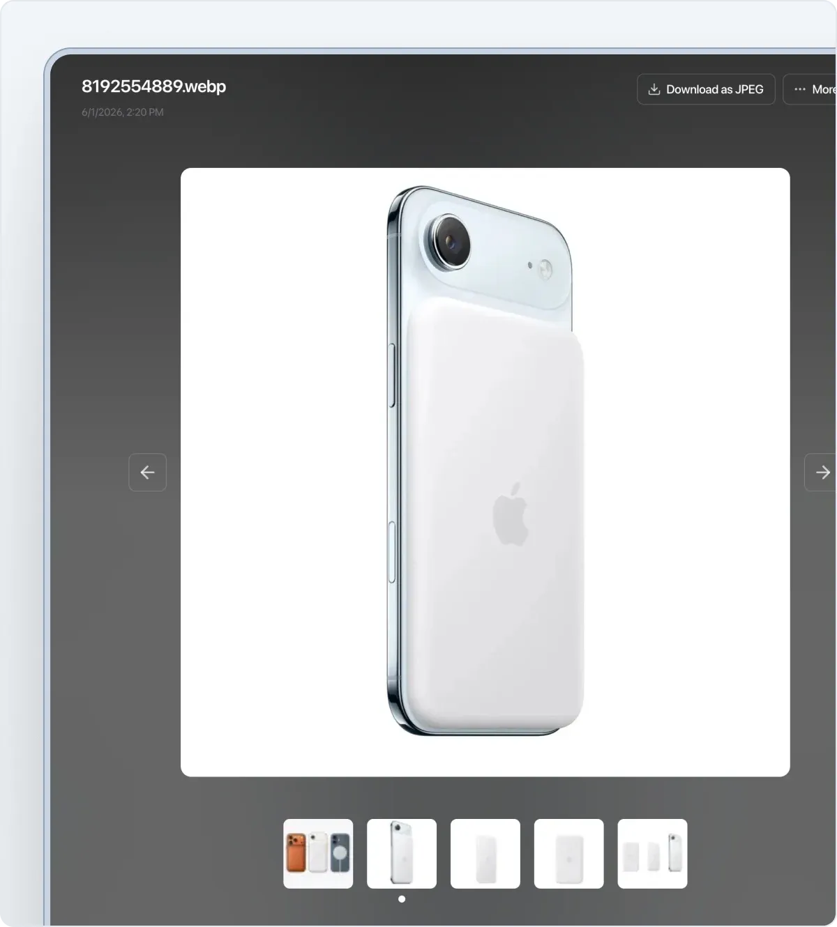 Product photo in product card in CRM HelloClient. Full-screen view
