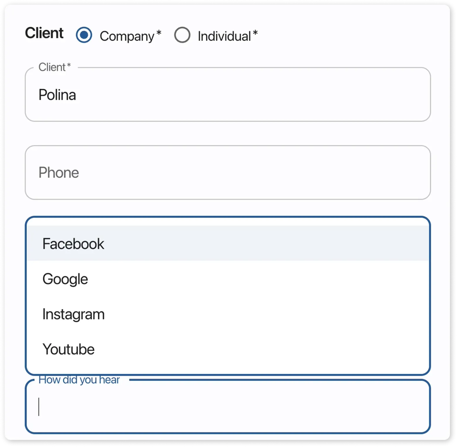 Client data collection