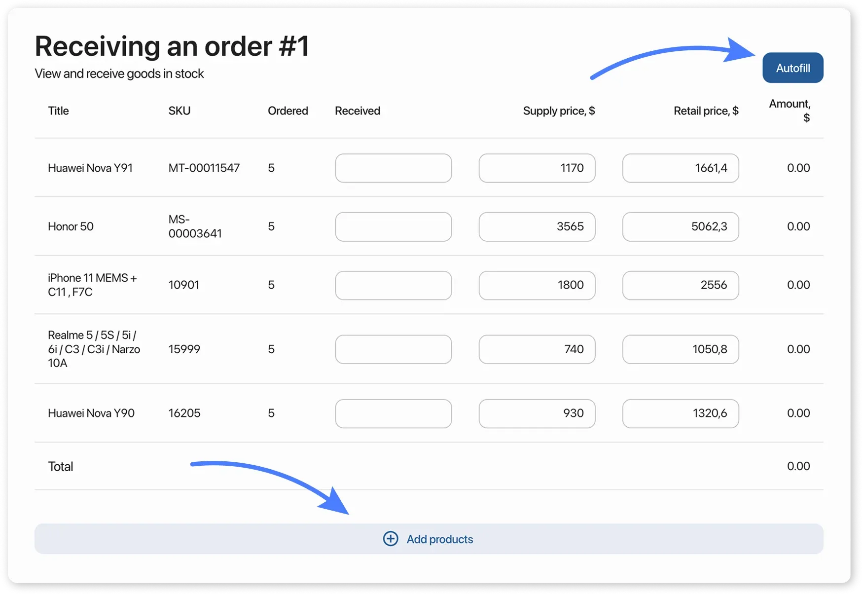 Accepting order