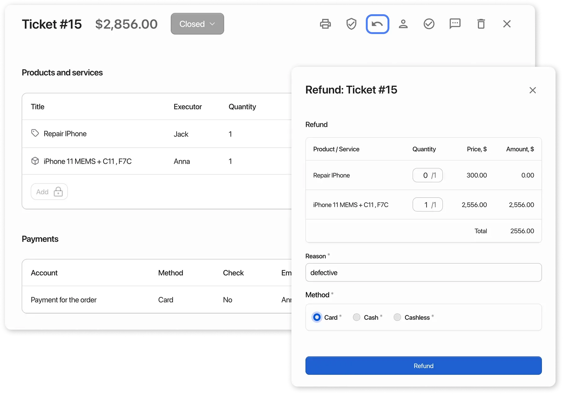 Order return in HelloClient