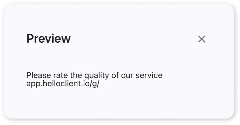 Review widget link in SMS