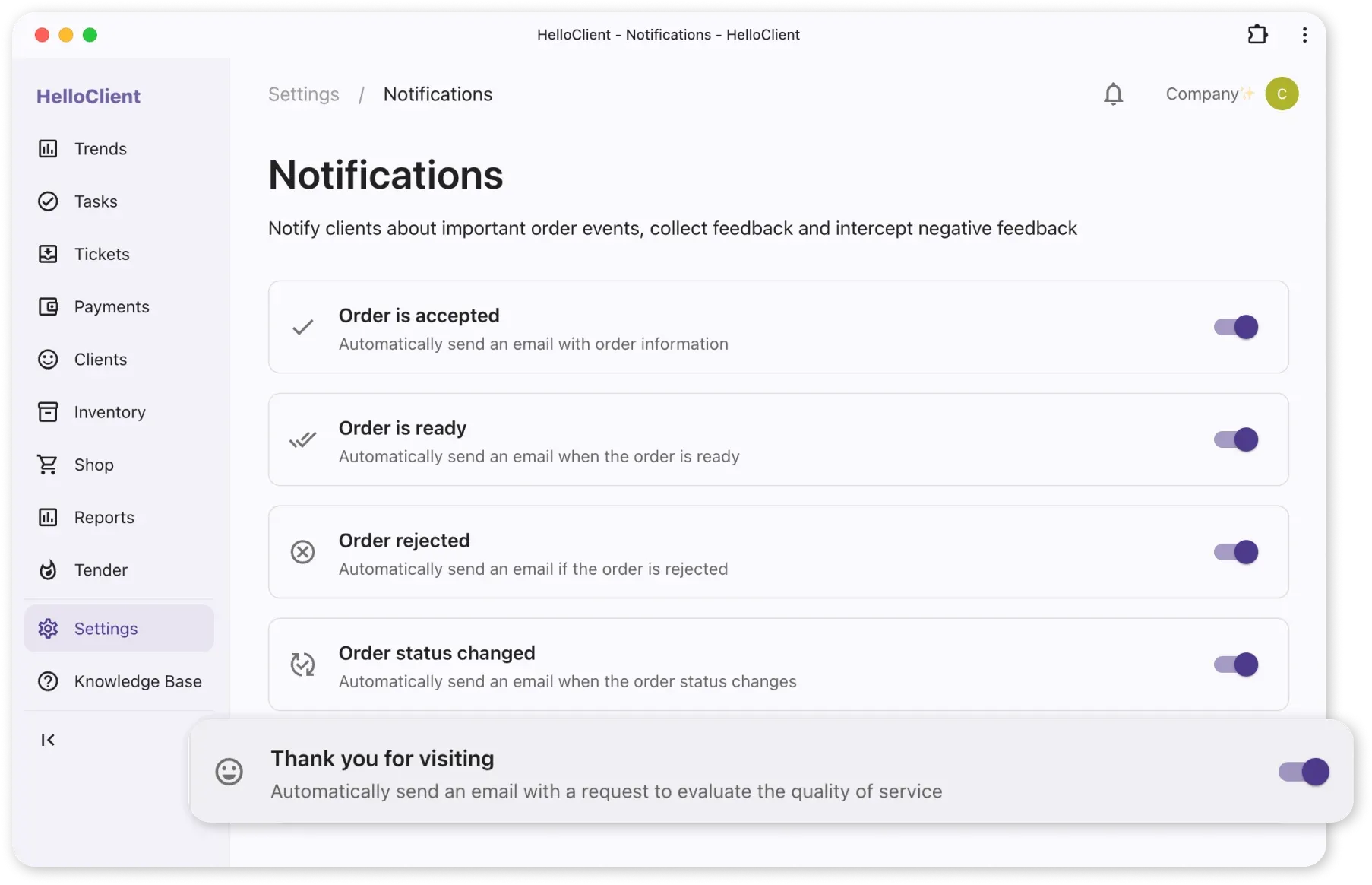 Enabling email notifications
