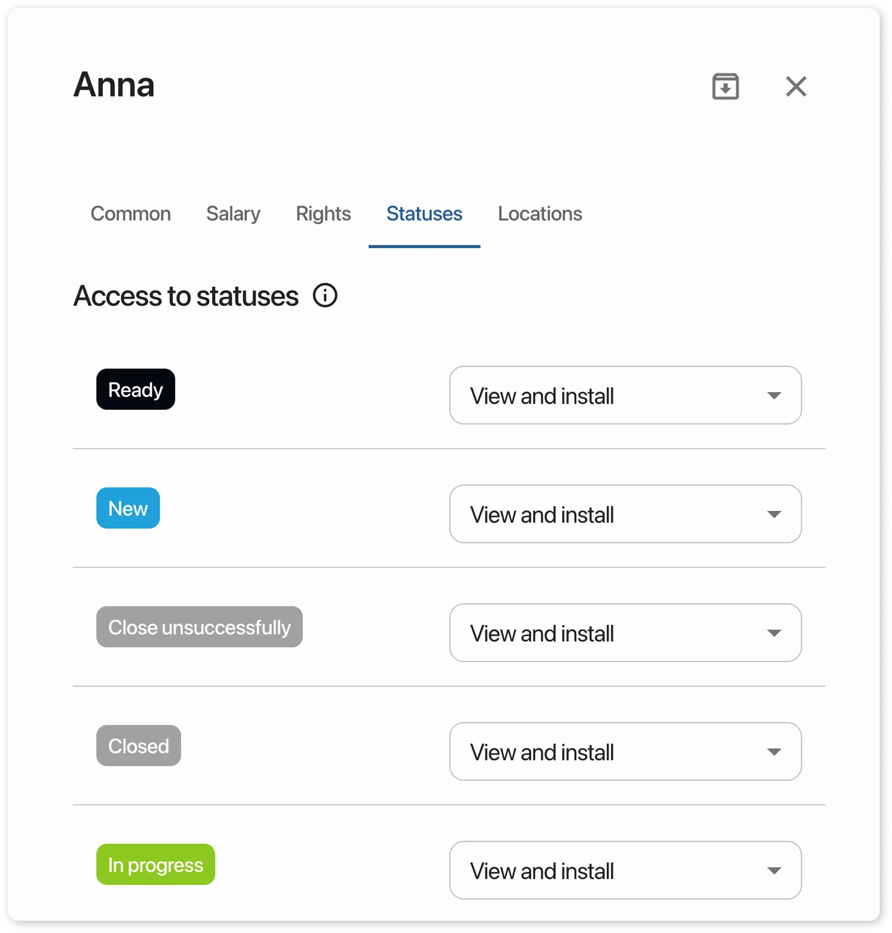 Employees rights by statuses