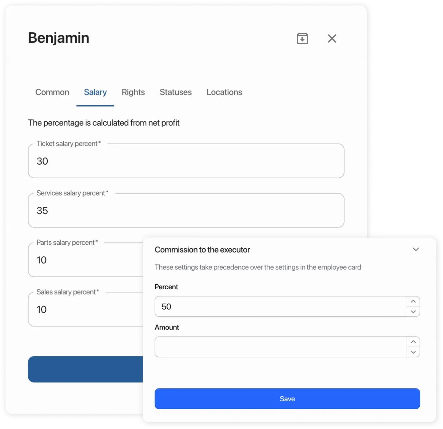 Service card and employee card