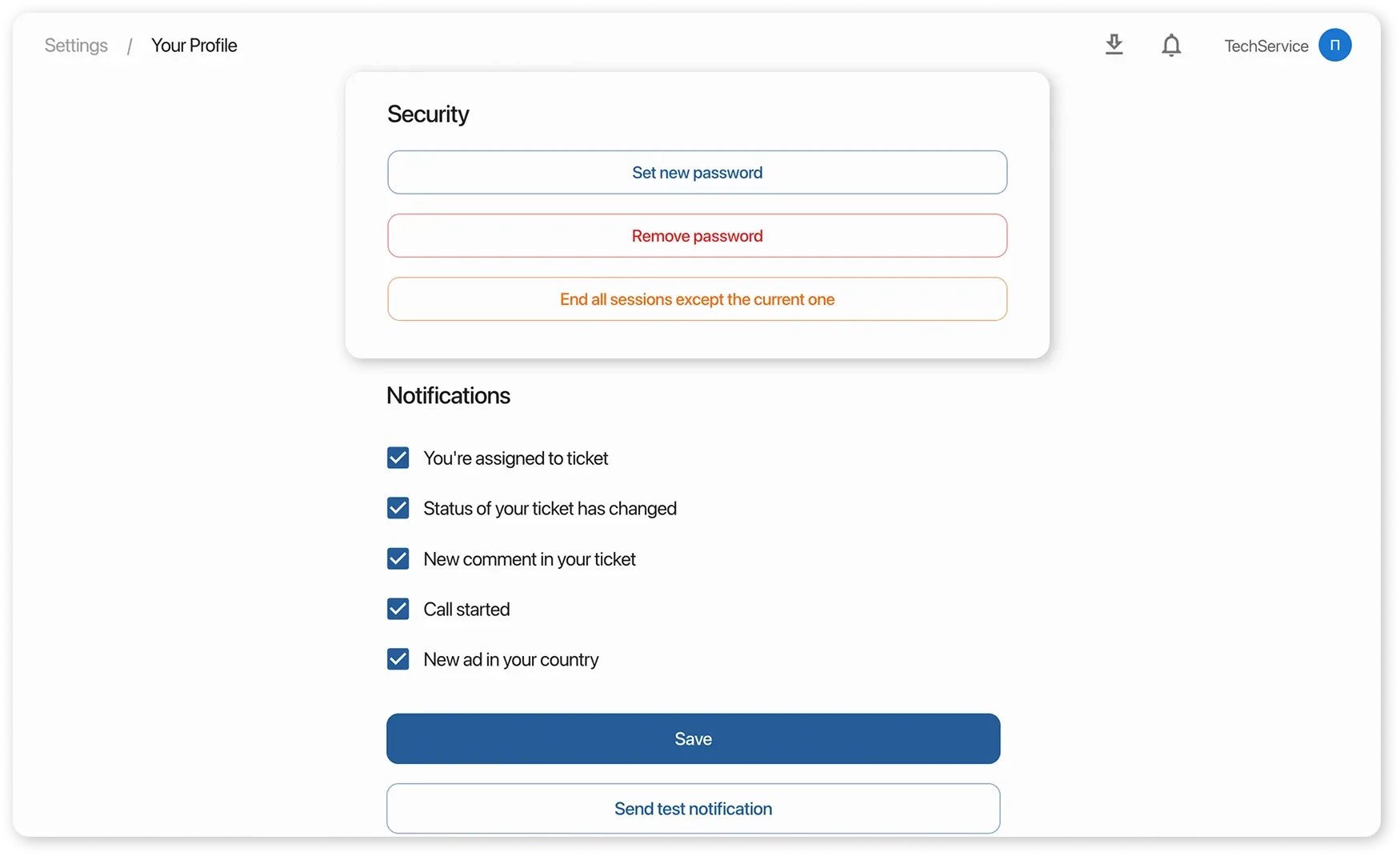 Settings - Your Profile