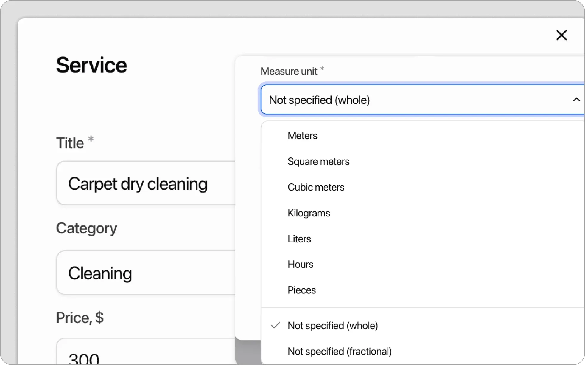 Fractional Units of Measurement for Services