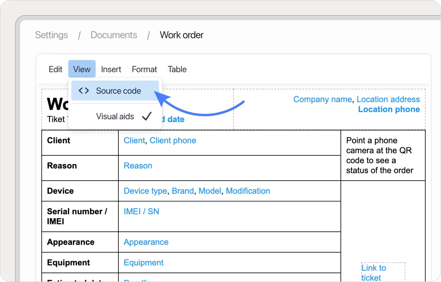 Where to find document source code